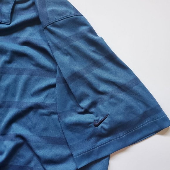 Nike Mens L Golf Dri-Fit Blue Fade Stripe Short Sleeve Polo Shirt - Picture 12 of 12